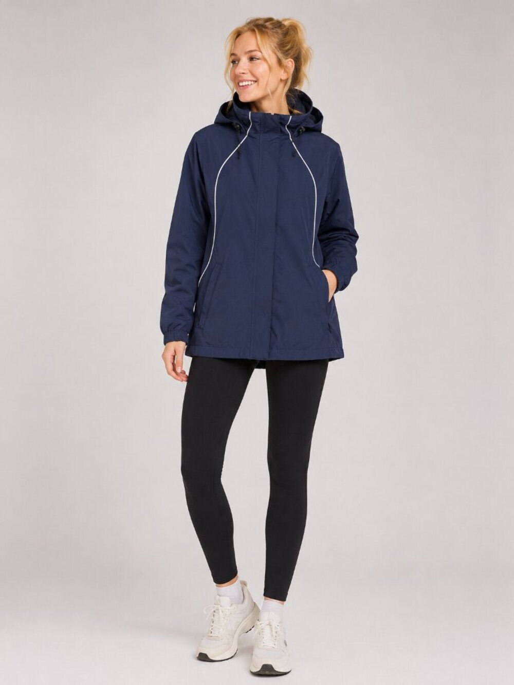 Lands' End Women's 3 in 1 Hooded Squall Jacket Dark Cobalt Blue Small #A2327